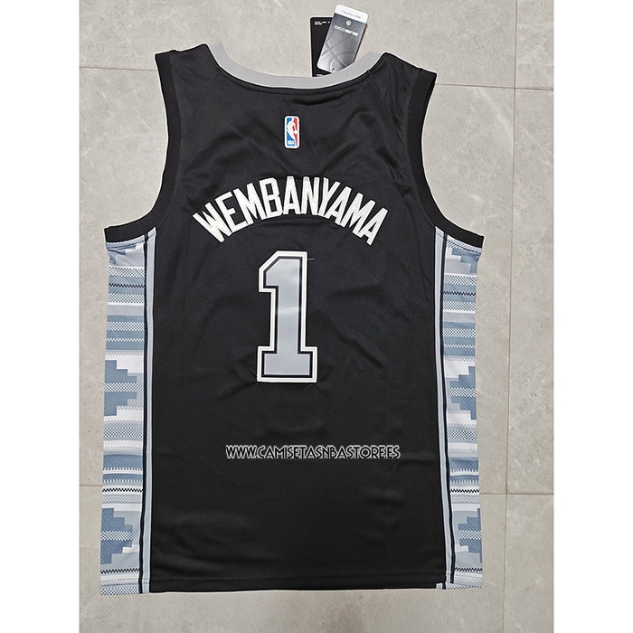 Victor Wembanyama NO 1 Camiseta San Antonio Spurs Statement 2022-23 Negro